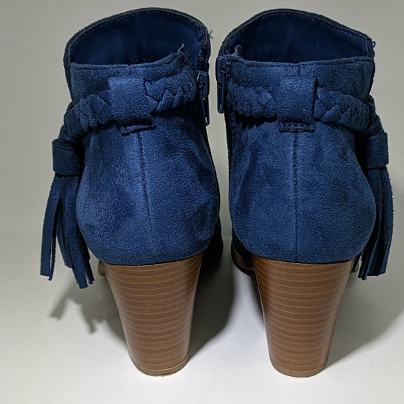 ❤️ D Blue Felt Suede Zip Ankle Boots Sz 6 NWOT - Picture 5 of 10